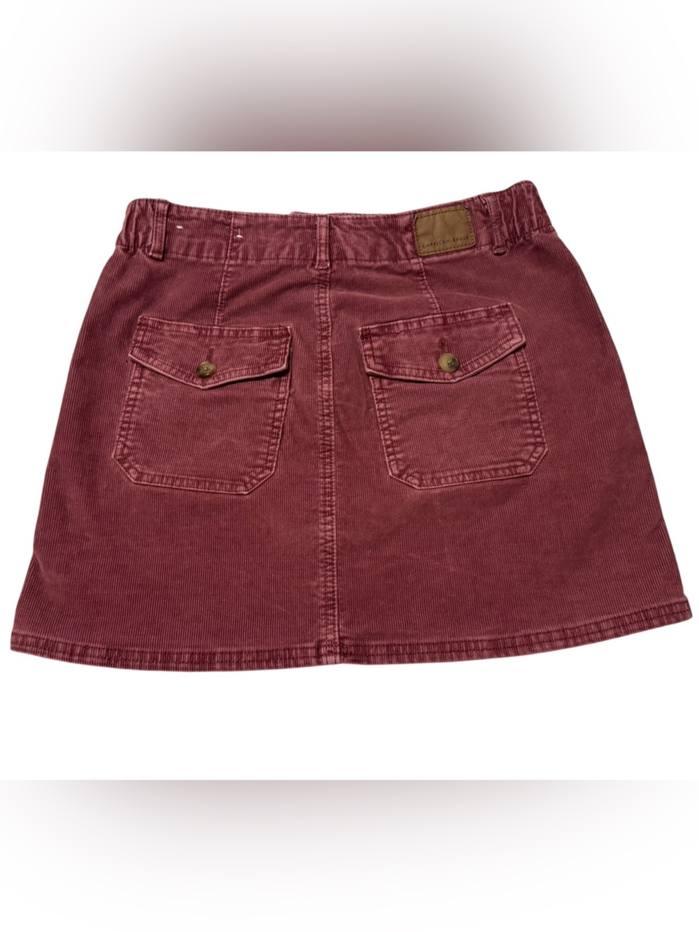 American Eagle Burgundy Corduroy Mini Skirt Size 4 Y2K High Rise - Picture 7 of 7